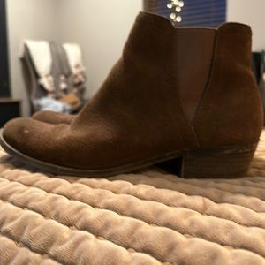 Suede low heel everyday booties